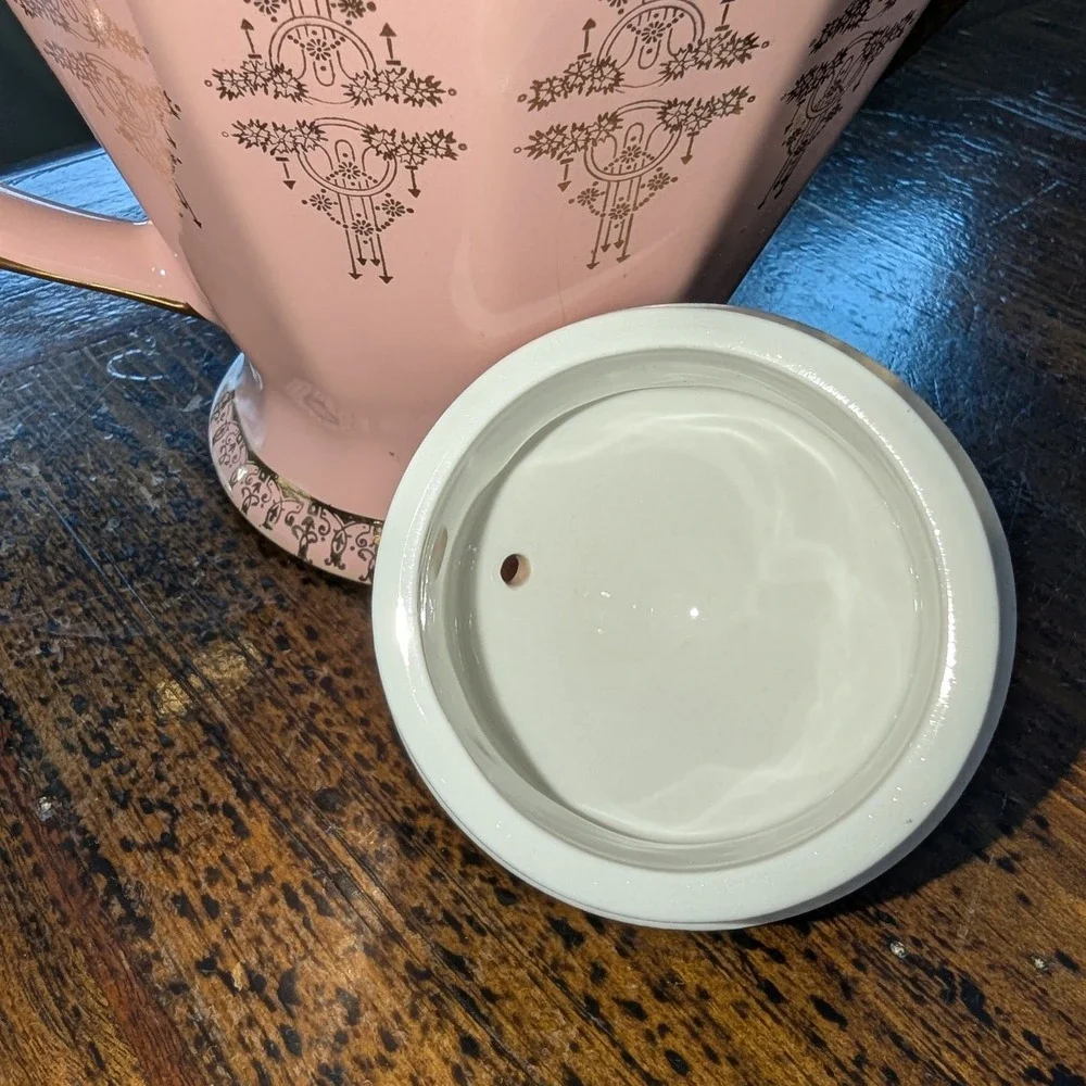 Antique Hall China Pink Gold Radiance Albany Teapot 6 Cup Excellent Condition - Picture 4 of 7